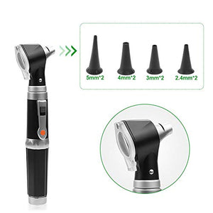2-in-1 Ophthalmoscope & Otoscope Kit - Fiber Optic Digital Bright LED Ear  Light Design & 3x Magnification w/ Storage - Washable Speculum Tip for