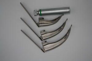 Mccoy flexi-tip fiberoptic led laryngoscope set blade # 2,3,4 medium handle