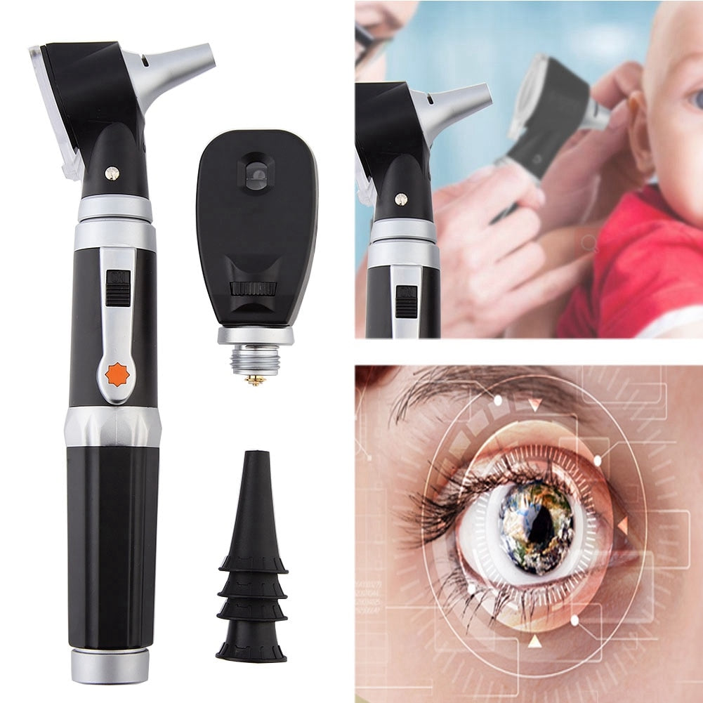 Professional Fiber Optic Otoscope+Ophthalmoscope Kit LED Fiberoptic Otoscope Ophthalmoscope Set Toiletry Kits dc|Toiletry Kits