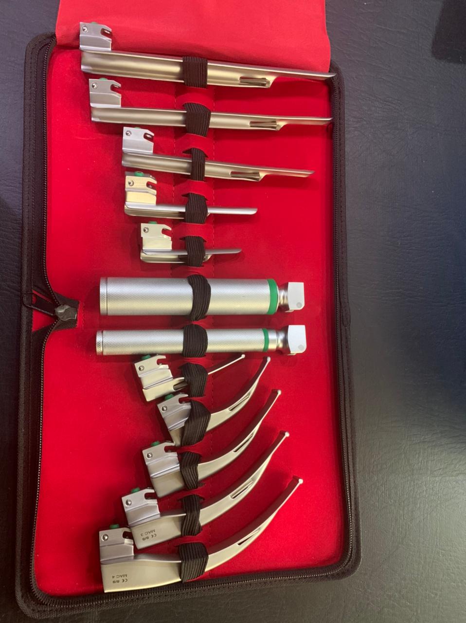 High Quality Reusable Laryngoscope Fiber Optic Set of 10 blades And 2 Handles