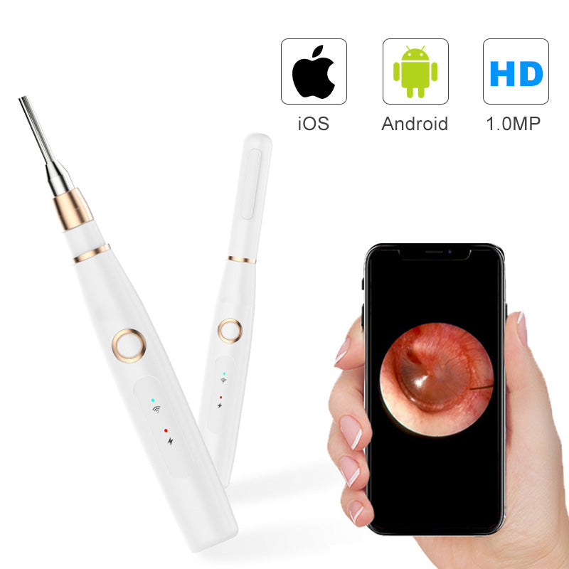 3.9MM Wireless Ear Cleaning Endoscope 1.0MP HD Digital Ear Otoscope Inspection Camera 6 LED Light for iPhone Android, iPad ,IOS