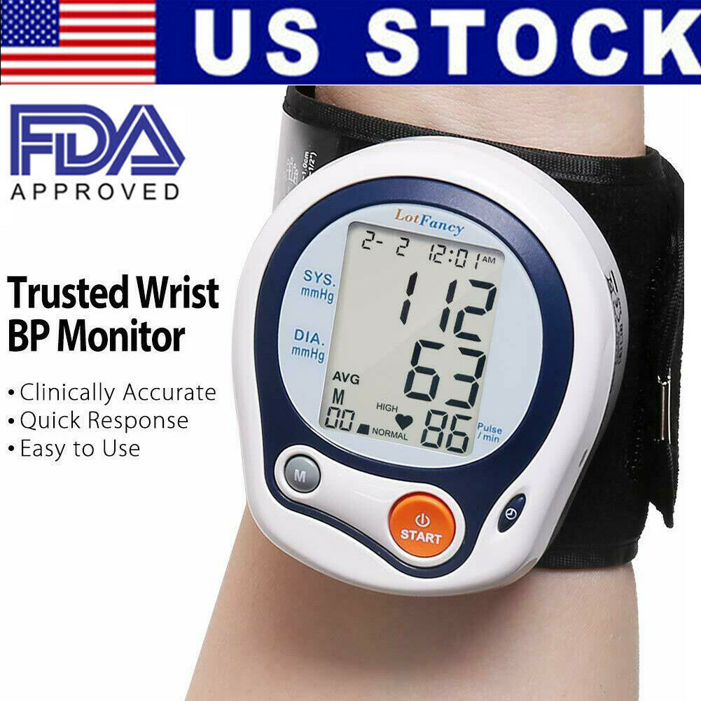 Adult Automatic Wrist Blood Pressure Monitor BP Cuff Heart Rate